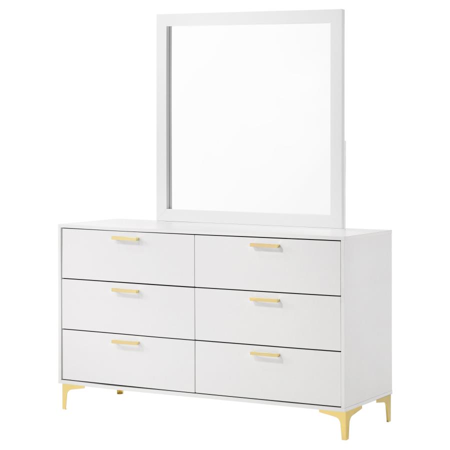 Kendall 6-drawer Dresser with Mirror White view 4