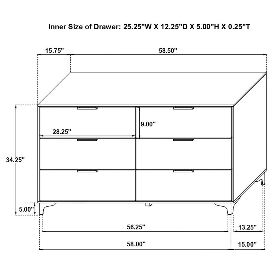 Kendall 6-drawer Dresser White view 7