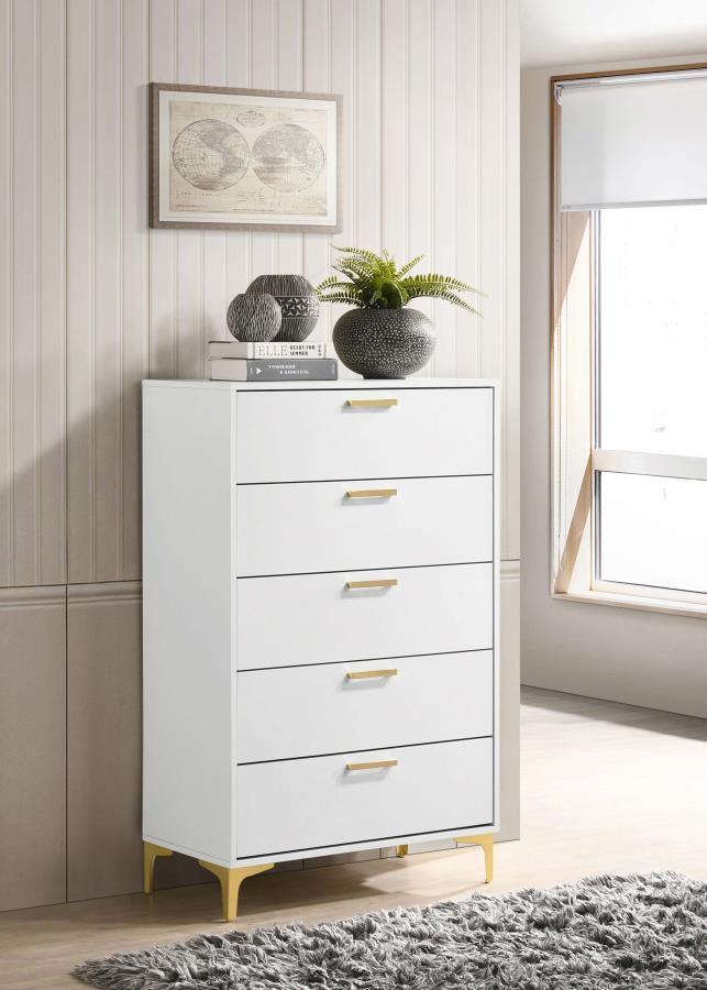 Kendall 5-drawer Bedroom Chest White view 2