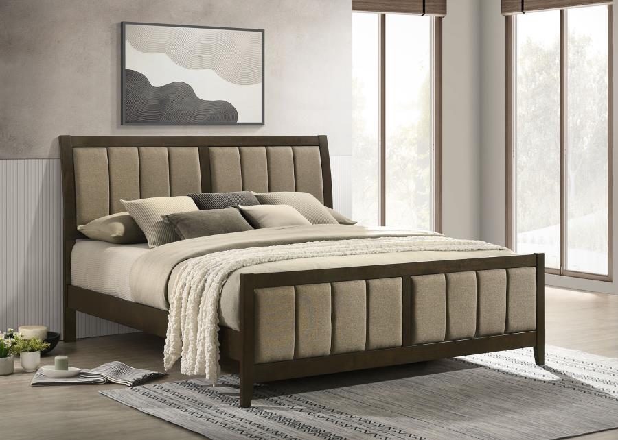 Wilkes 51-inch Upholstered Eastern King Bed Dark Cocoa view 2
