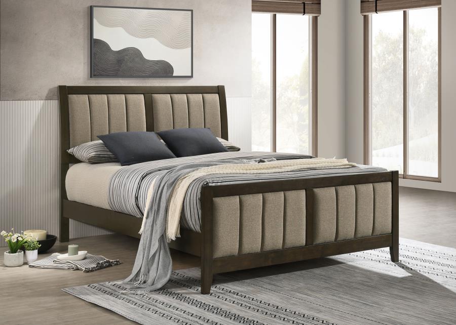 Wilkes 51-inch Upholstered Queen Bed Dark Cocoa view 2