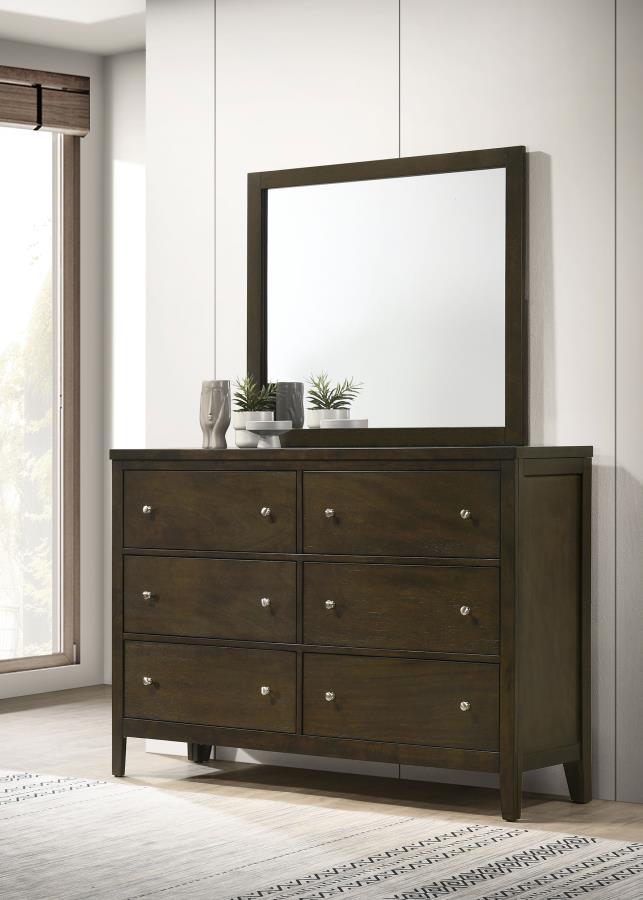Wilkes 6-drawer Dresser and Mirror Dark Cocoa view 2