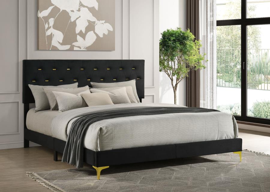 Kendall Upholstered Eastern King Panel Bed Black view 2