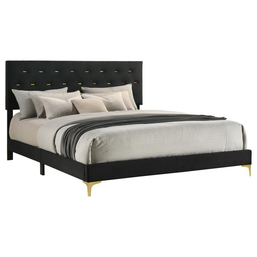 Kendall Upholstered Eastern King Panel Bed Black view 3