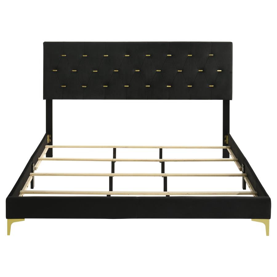 Kendall Upholstered Eastern King Panel Bed Black view 4