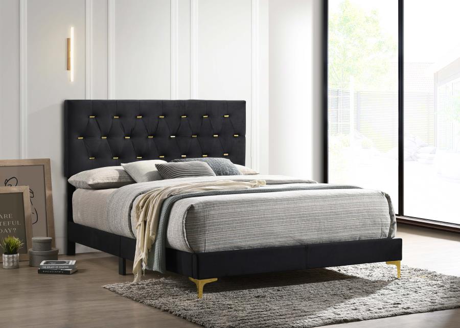 Kendall Upholstered Queen Panel Bed Black view 2