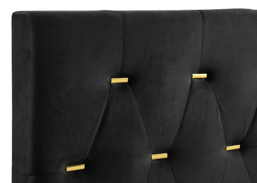 Kendall Upholstered Queen Panel Bed Black view 5