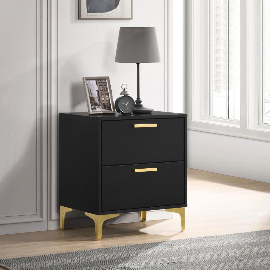 Kendall 2-drawer Nightstand Black view 2