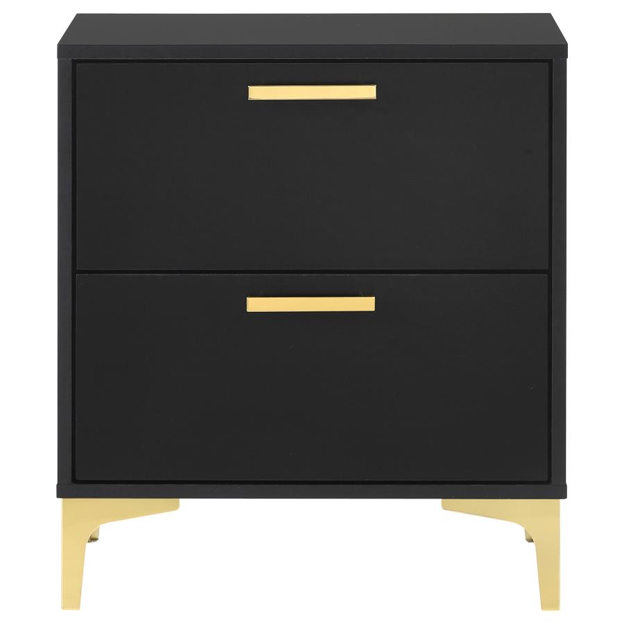Kendall 2-drawer Nightstand Black view 3