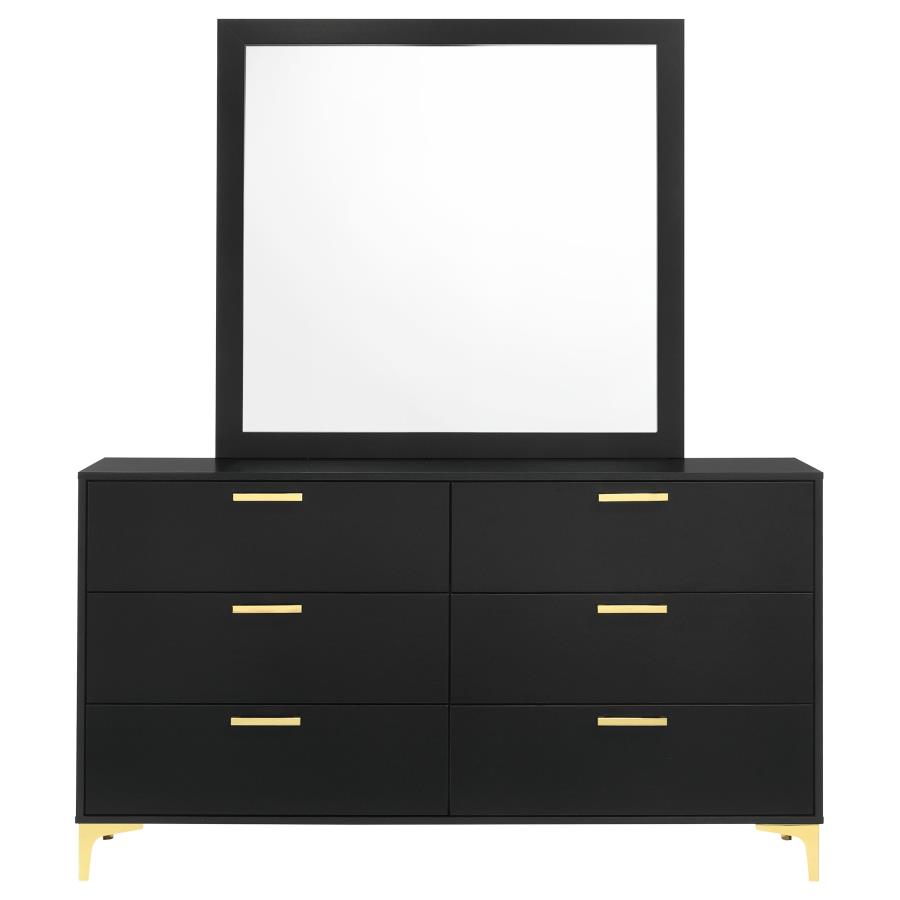 Kendall 6-drawer Dresser with Mirror Black view 3