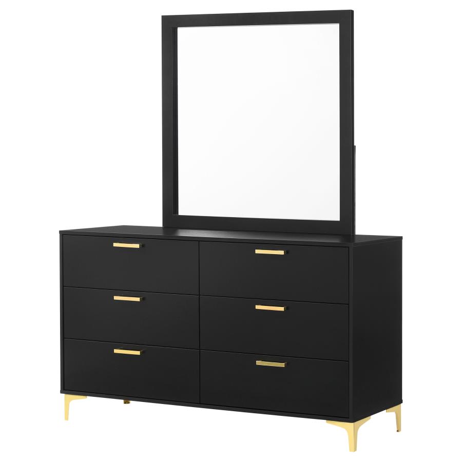 Kendall 6-drawer Dresser with Mirror Black view 4