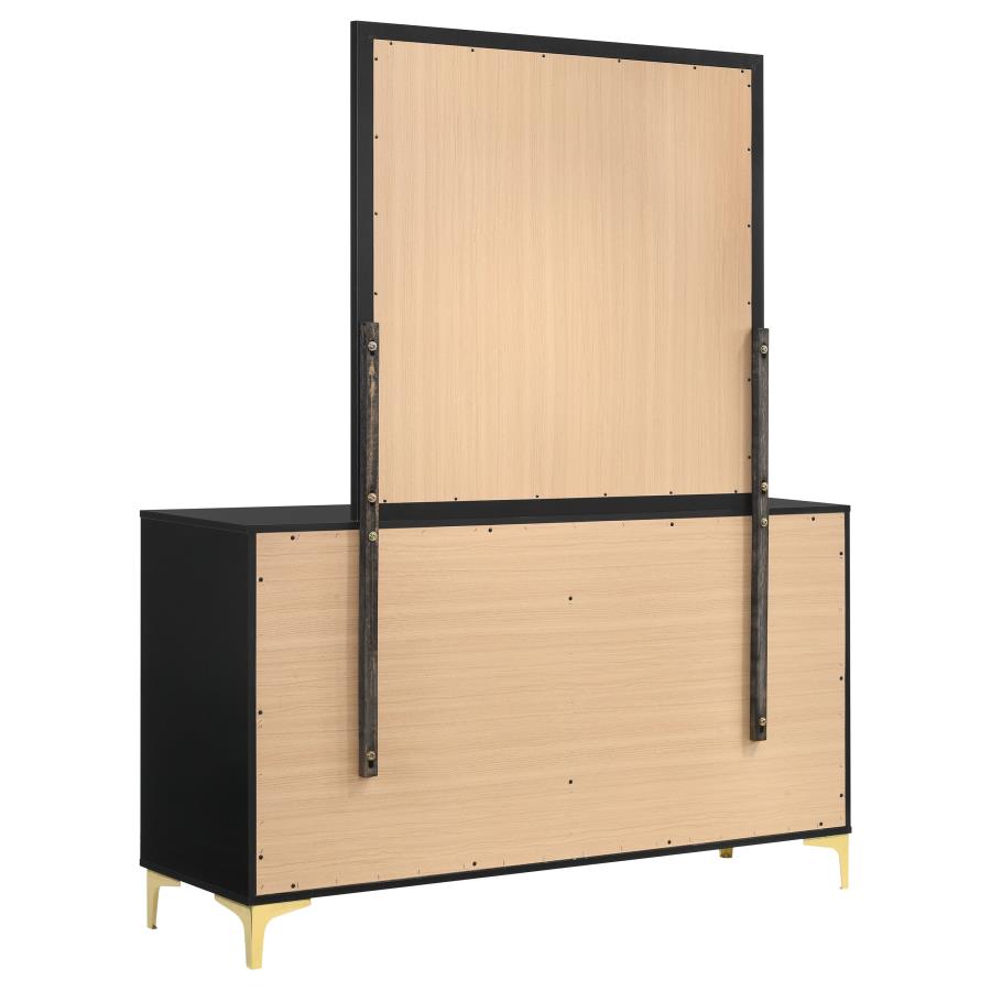 Kendall 6-drawer Dresser with Mirror Black view 6