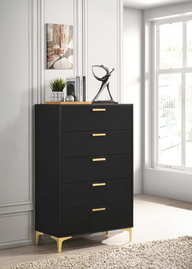 Kendall 5-drawer Bedroom Chest Black view 2