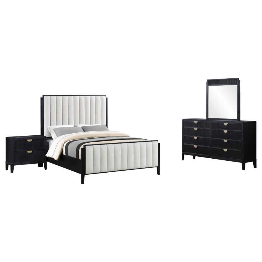 Brookmead 4-piece Upholstered Eastern King Bedroom Set Black view 2