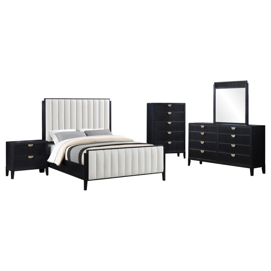 Brookmead 5-piece Upholstered Queen Bedroom Set Black view 2