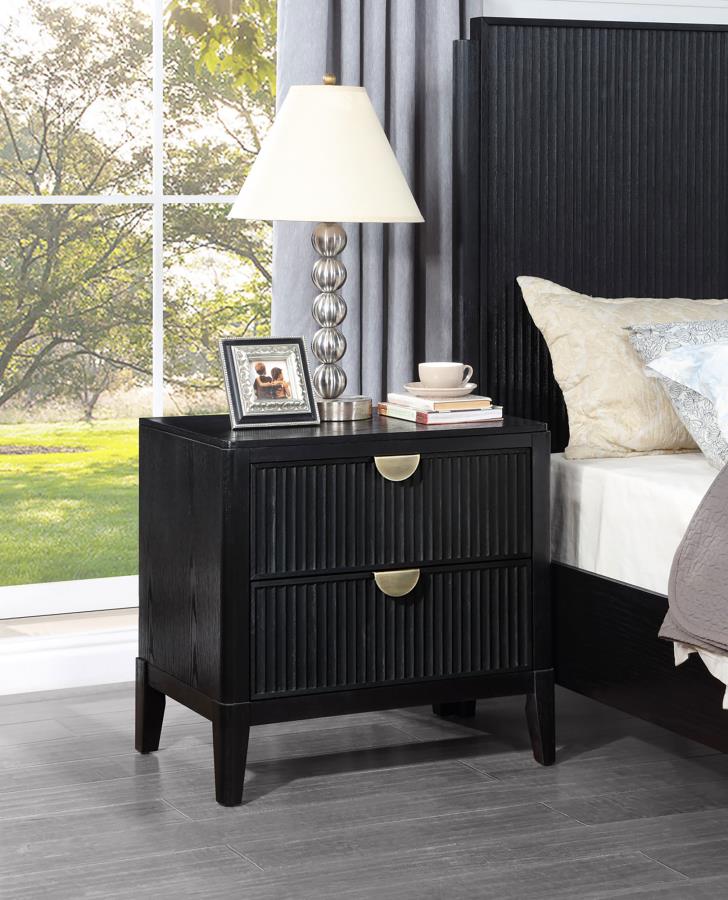 Brookmead 2-drawer Nightstand Black view 2