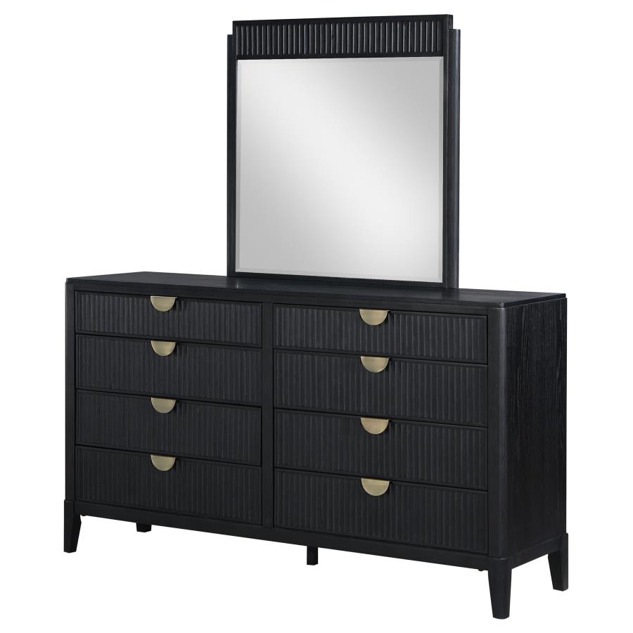 Brookmead 8-drawer Dresser with Mirror Black view 4