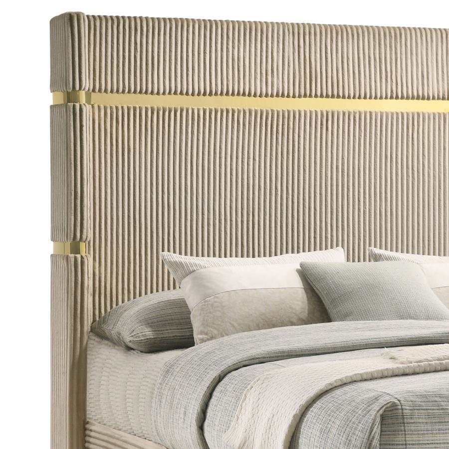 Lucia 61-inch Upholstered Queen Wingback Bed Beige view 5