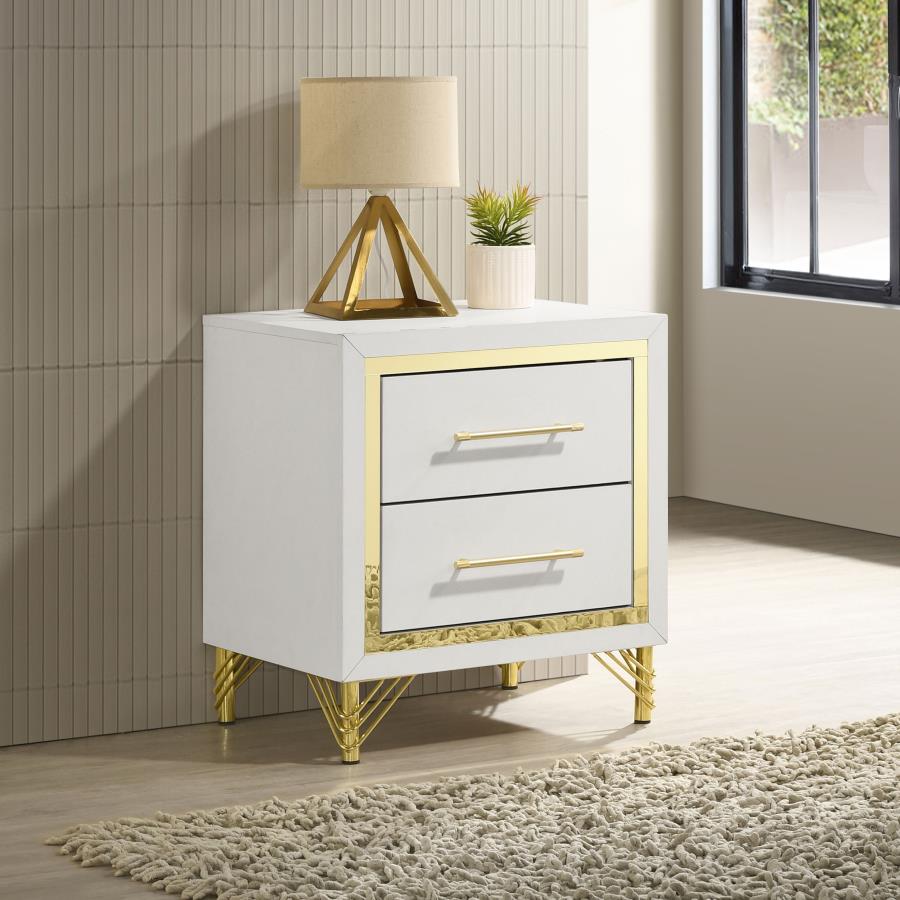 Lucia 2-drawer Nightstand Bedside Table White view 2