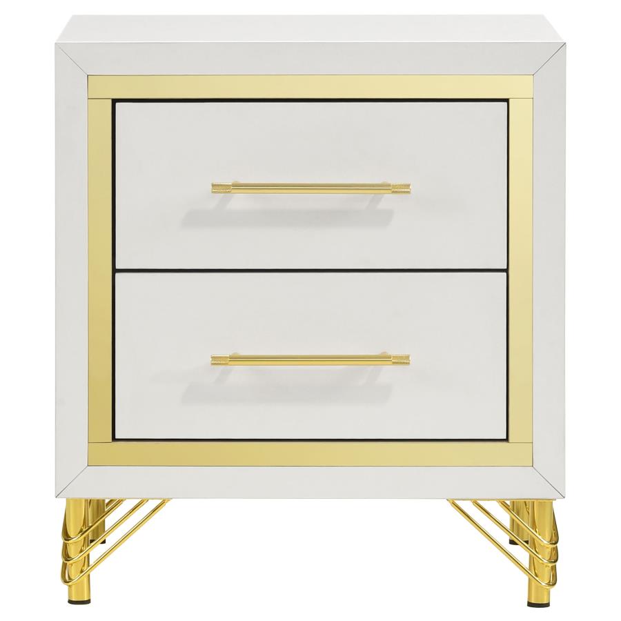 Lucia 2-drawer Nightstand Bedside Table White view 3