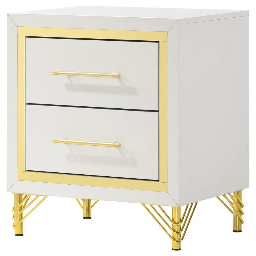 Lucia 2-drawer Nightstand Bedside Table White view 4