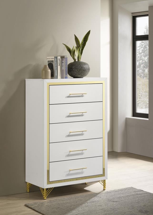 Lucia 5-drawer Bedroom Chest of Drawers White view 2