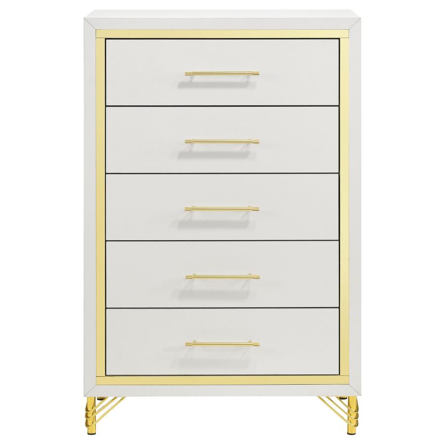 Lucia 5-drawer Bedroom Chest of Drawers White view 3