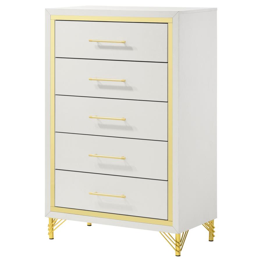 Lucia 5-drawer Bedroom Chest of Drawers White view 4