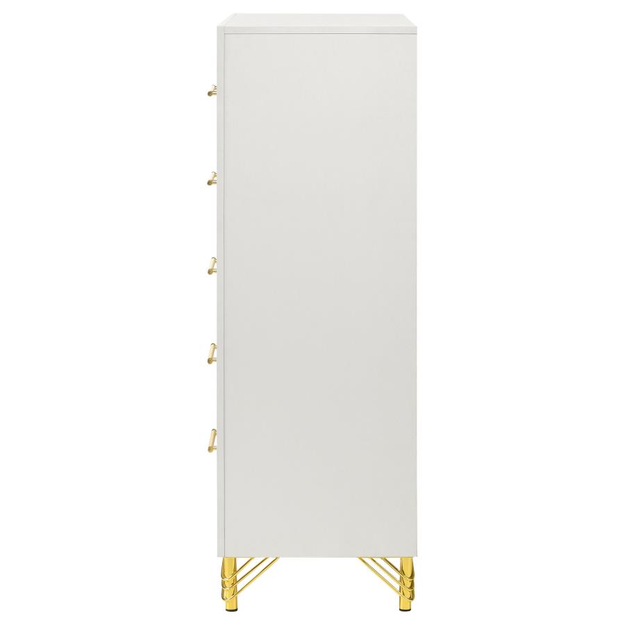 Lucia 5-drawer Bedroom Chest of Drawers White view 5