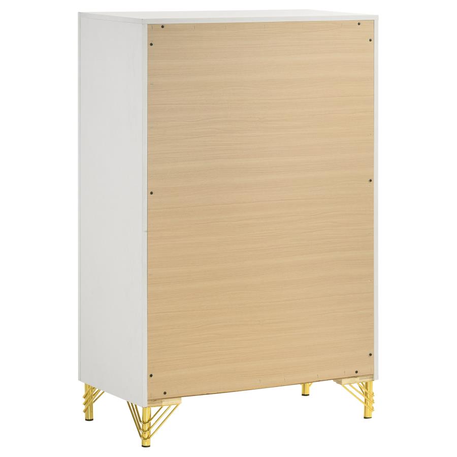 Lucia 5-drawer Bedroom Chest of Drawers White view 6