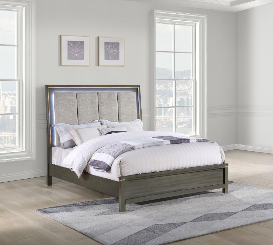 Kieran Wood California King LED Panel Bed Grey view 2