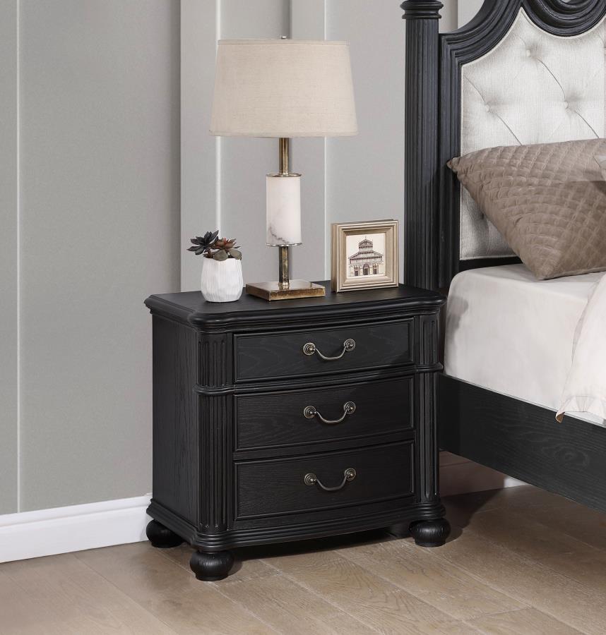 Celina 3-drawer Nightstand Black view 2