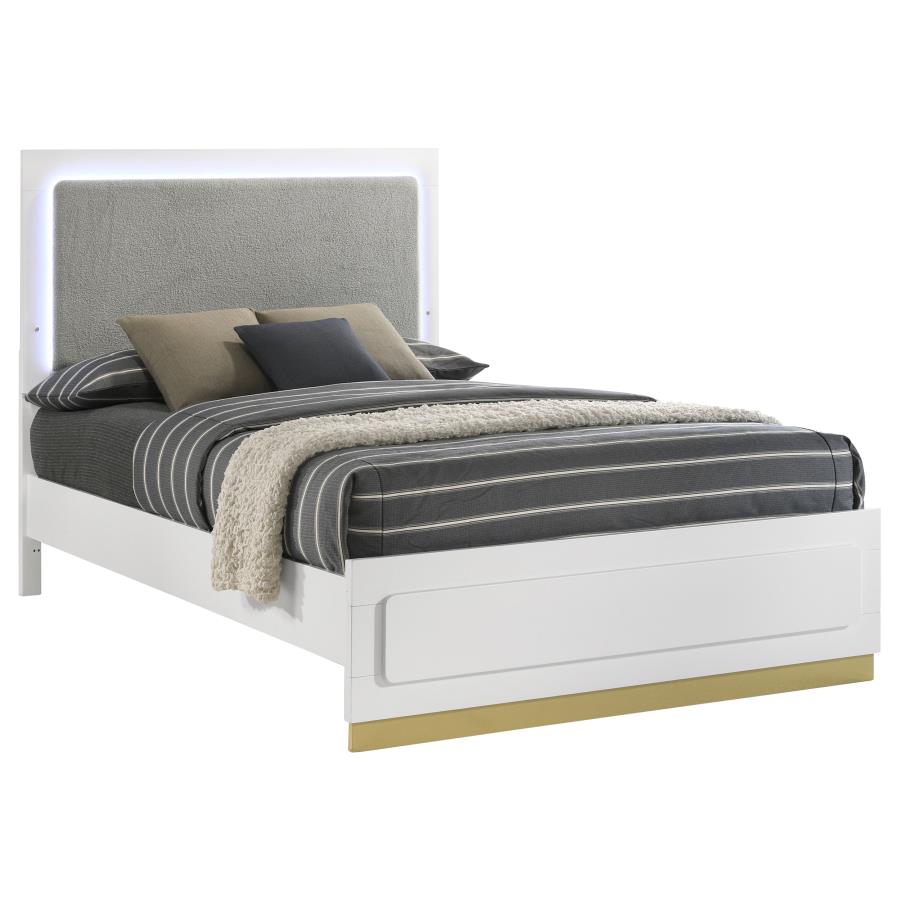Caraway Wood Eastern King LED Panel Bed White view 3