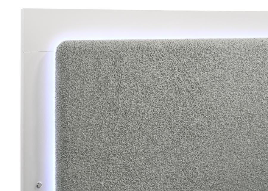 Caraway Wood Eastern King LED Panel Bed White view 5