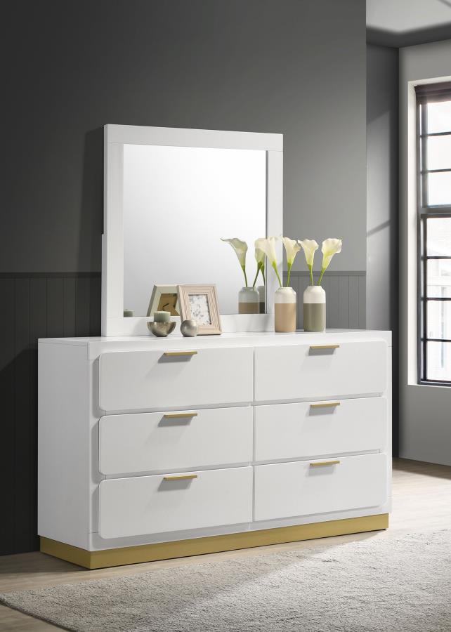 Caraway 6-drawer Dresser with Mirror White view 2