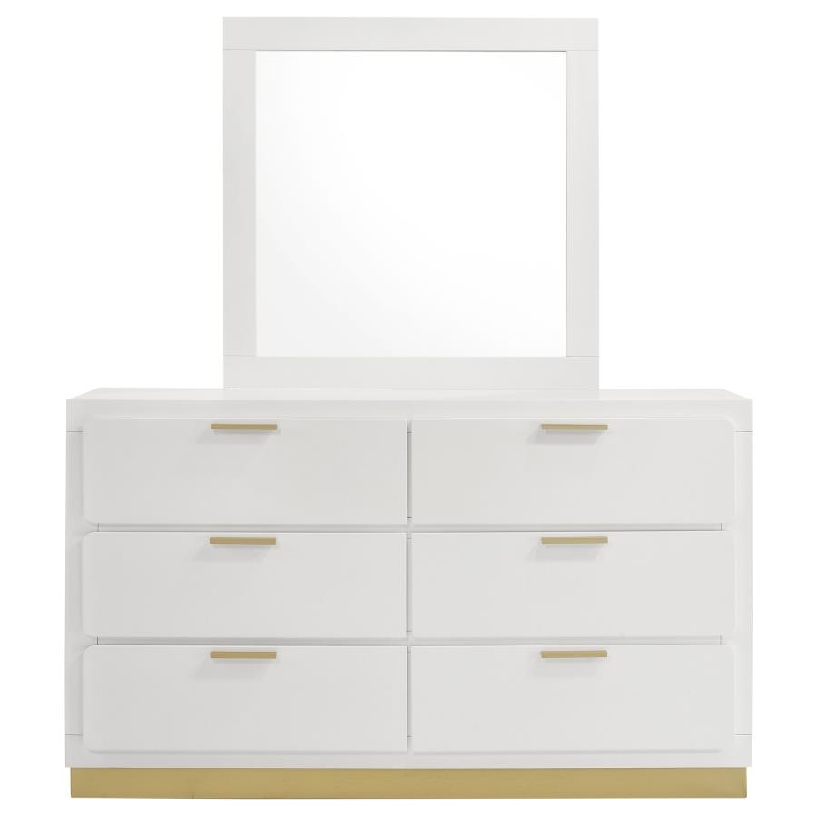 Caraway 6-drawer Dresser with Mirror White view 3