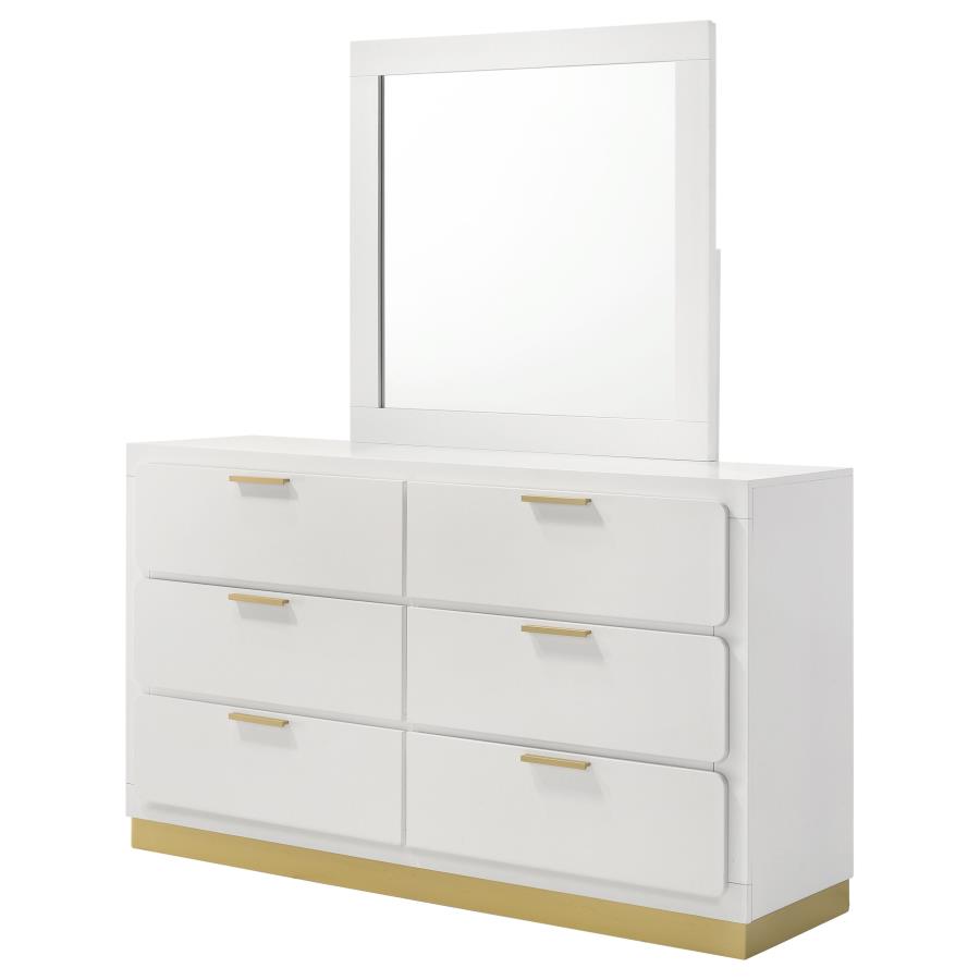 Caraway 6-drawer Dresser with Mirror White view 4