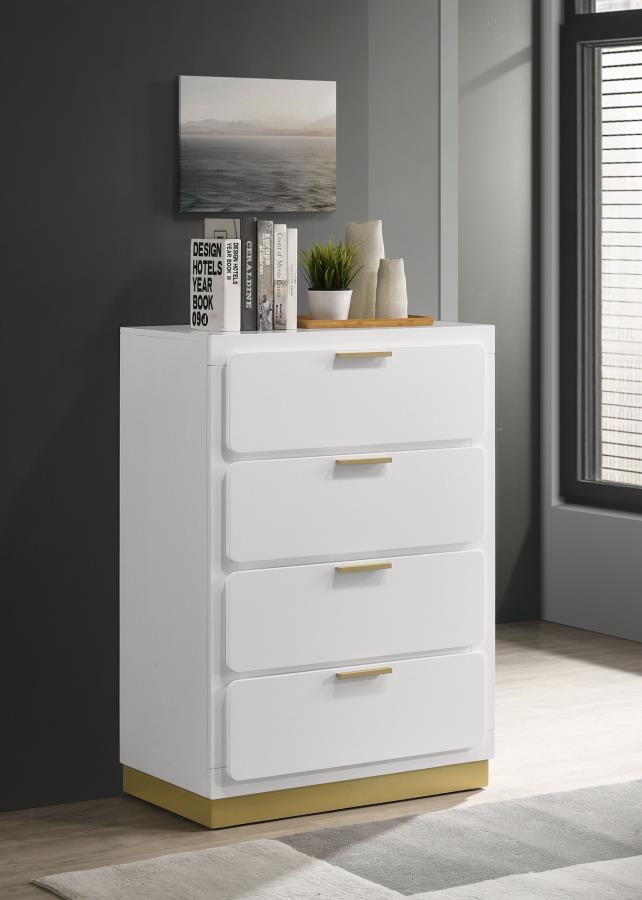 Caraway 4-drawer Bedroom Chest White view 2