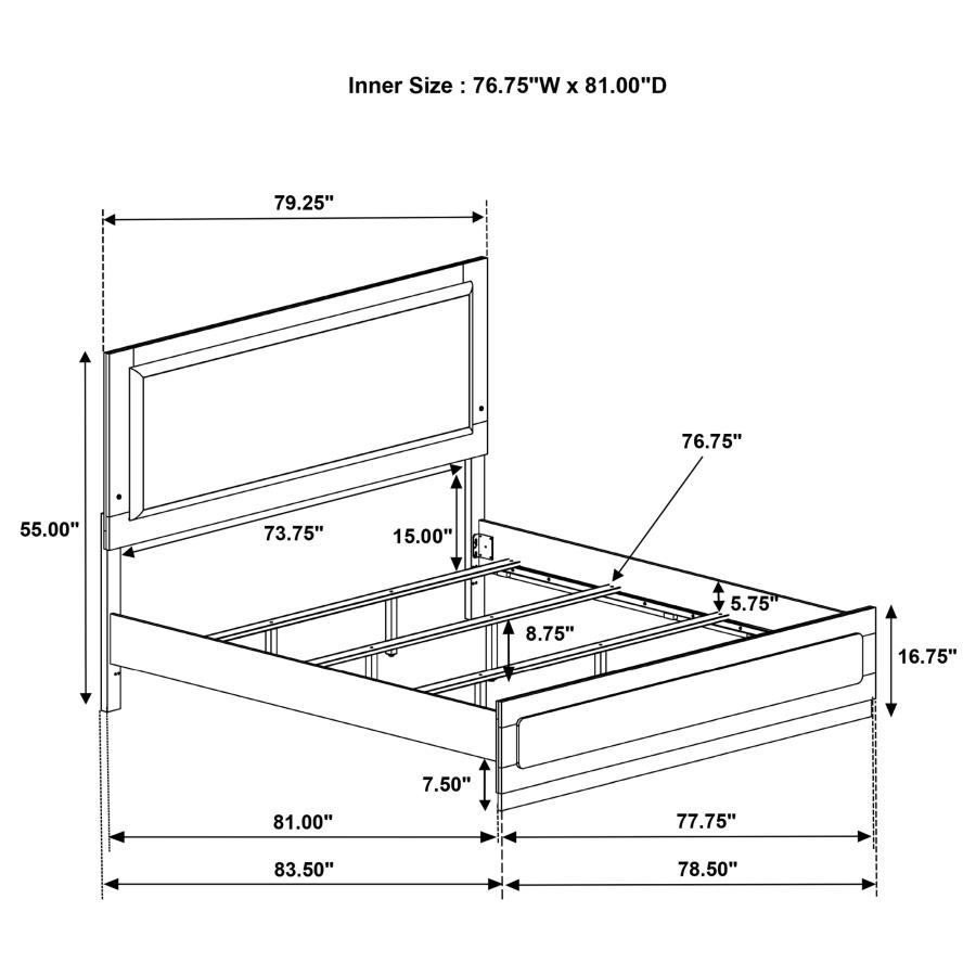 Caraway Wood Eastern King LED Panel Bed Black view 7