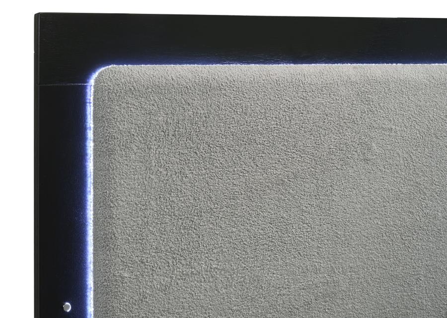 Caraway Wood Queen LED Panel Bed Black view 5
