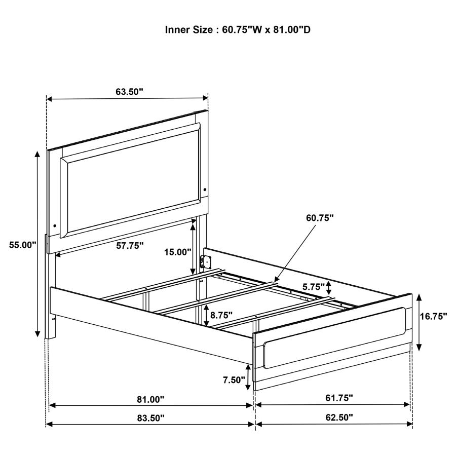 Caraway Wood Queen LED Panel Bed Black view 7