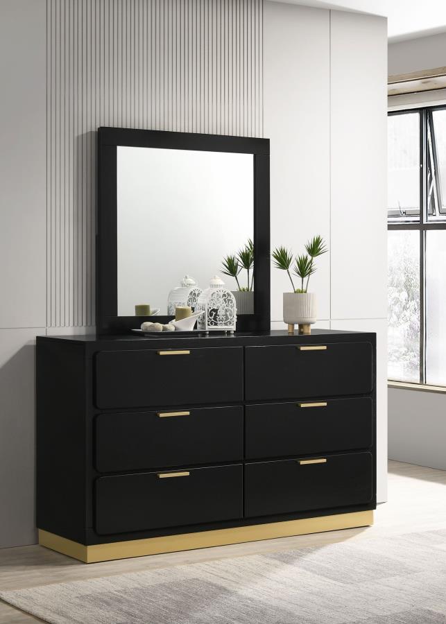 Caraway 6-drawer Dresser with Mirror Black view 2