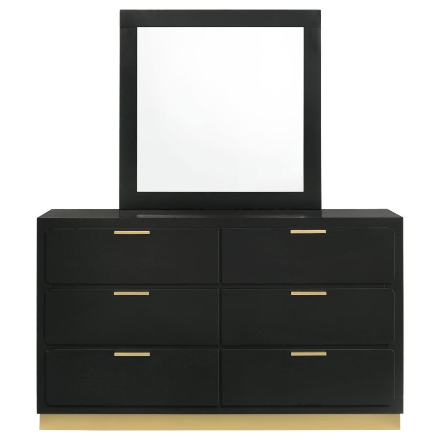 Caraway 6-drawer Dresser with Mirror Black view 3