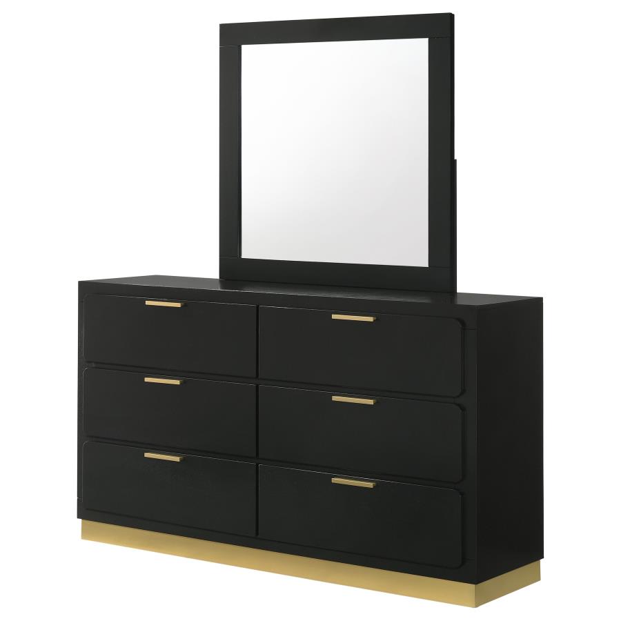 Caraway 6-drawer Dresser with Mirror Black view 4