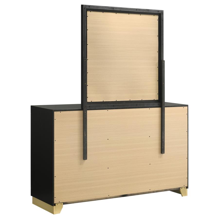 Caraway 6-drawer Dresser with Mirror Black view 6