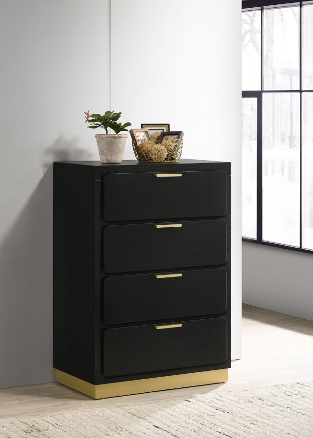 Caraway 4-drawer Bedroom Chest Black view 2