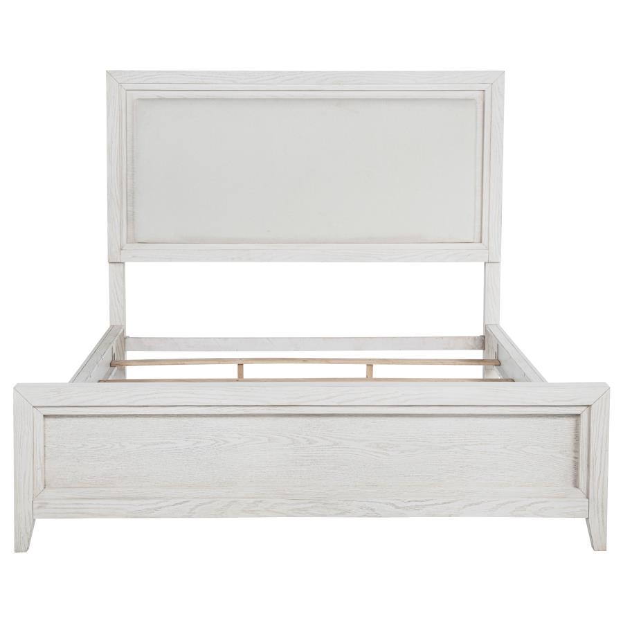 Marielle Eastern King Upholstered Panel Bed Distressed White view 4