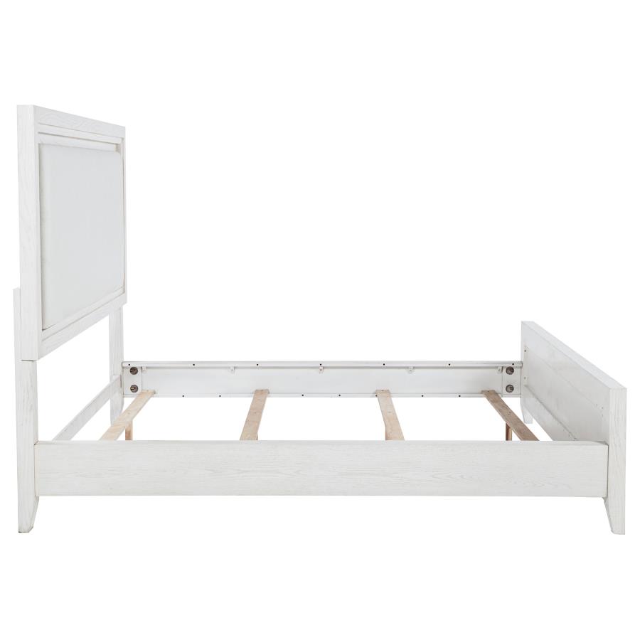 Marielle Eastern King Upholstered Panel Bed Distressed White view 6
