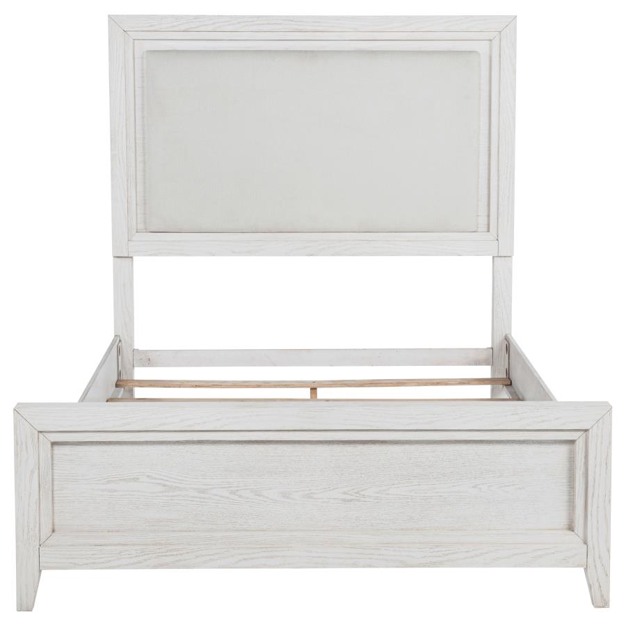 Marielle Queen Upholstered Panel Bed Distressed White view 4