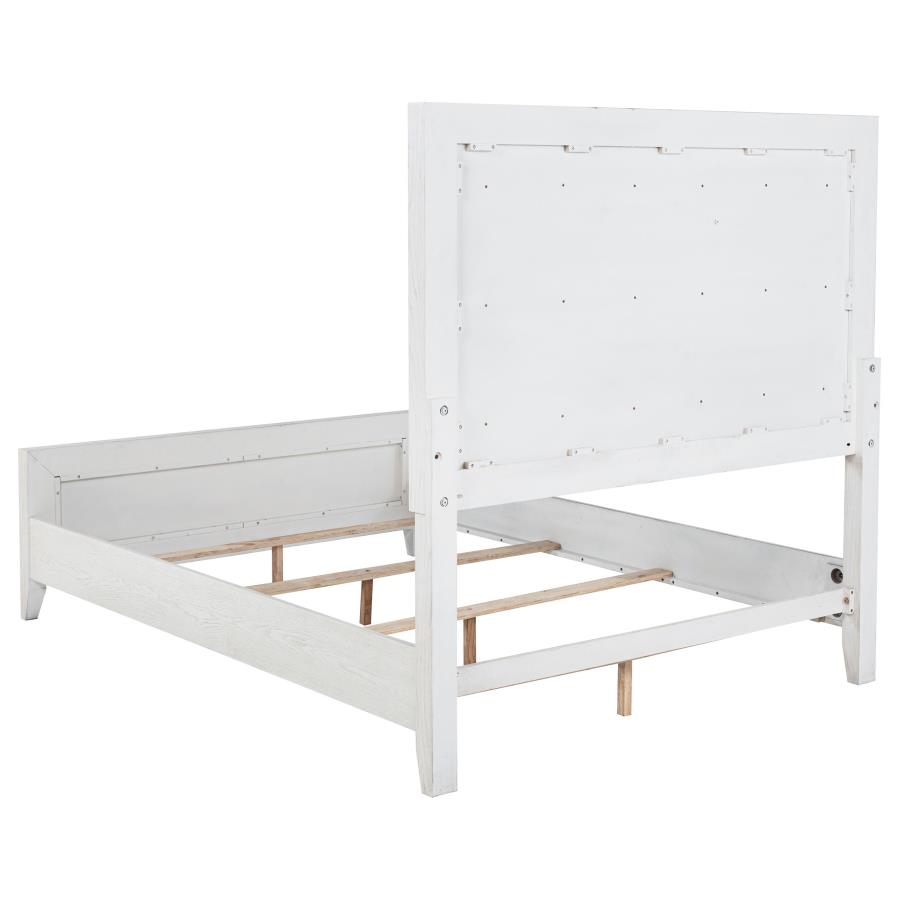 Marielle Queen Upholstered Panel Bed Distressed White view 5